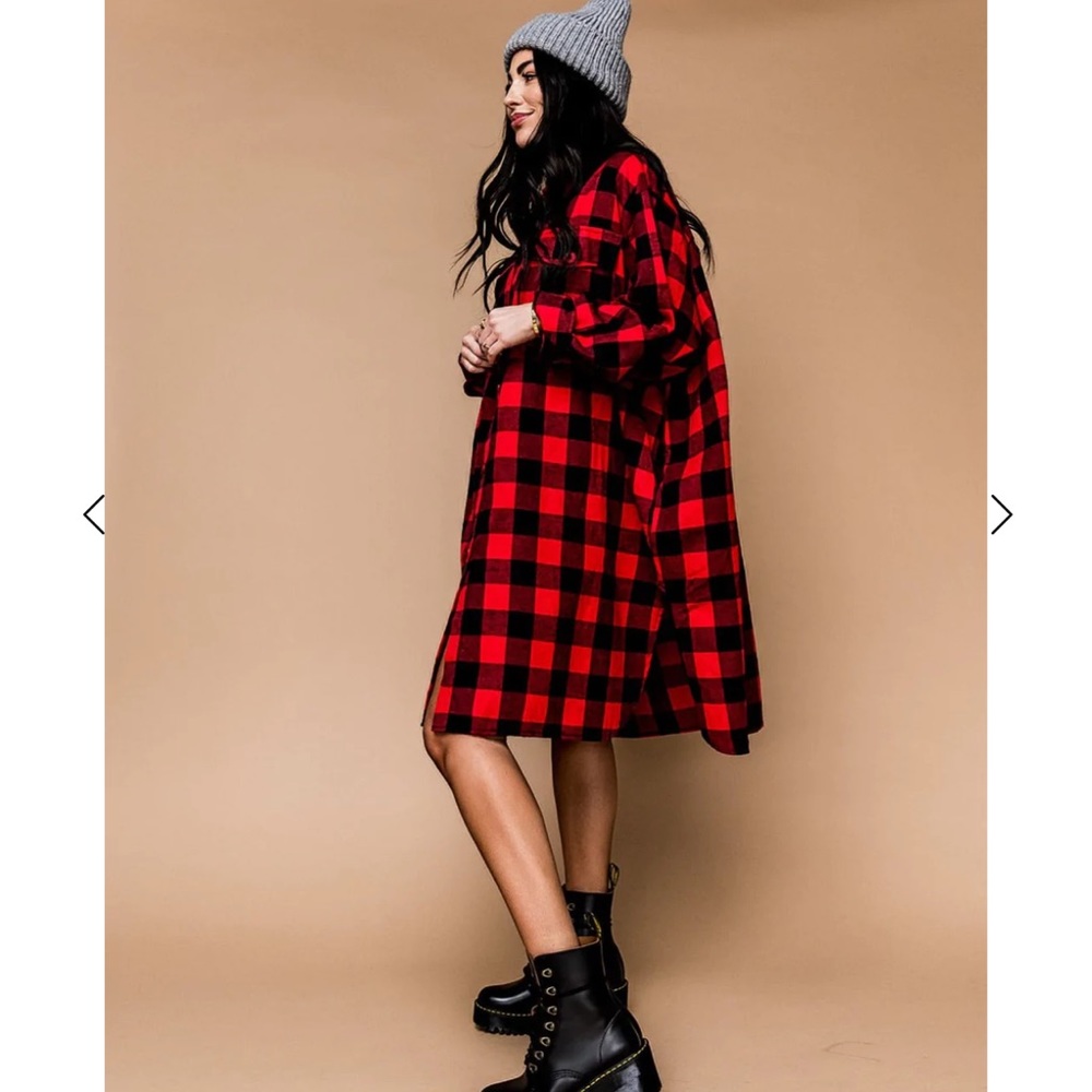 Dressed in LALA Red and Black Plaid Tunic